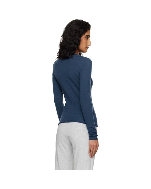 Skims Blue Featherweight Cashmere Long Sleeve Top