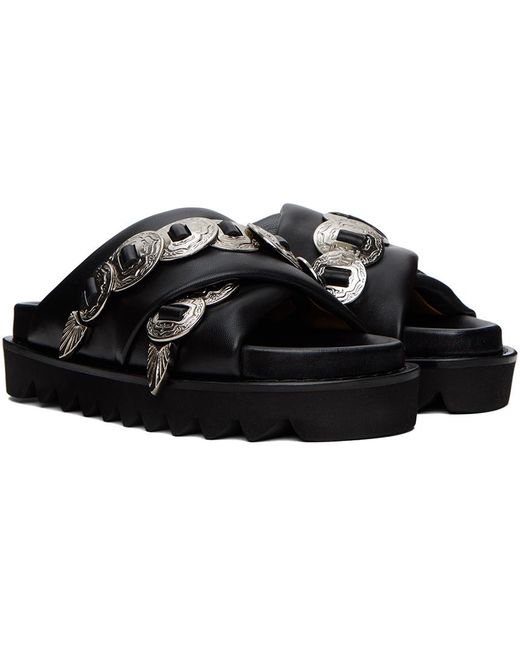 Toga Black Ssense Exclusive Criss-crossing Sandals
