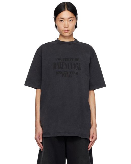 Balenciaga Black Gray Printed T-shirt for men