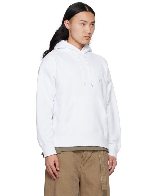 Sacai White Wtaps Edition Flock Print Hoodie for men