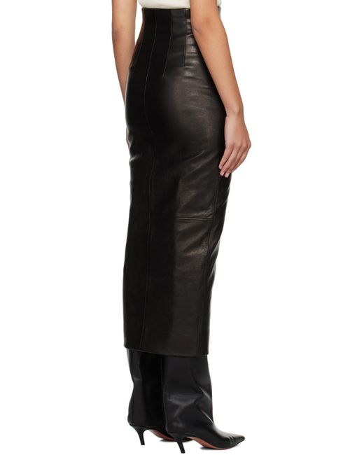 Khaite Black Ruddy Leather Maxi Skirt