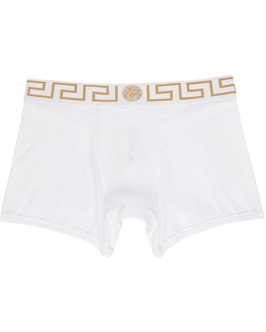Versace Cotton Two-pack Greca Border Boxer Briefs in White for Men - Lyst