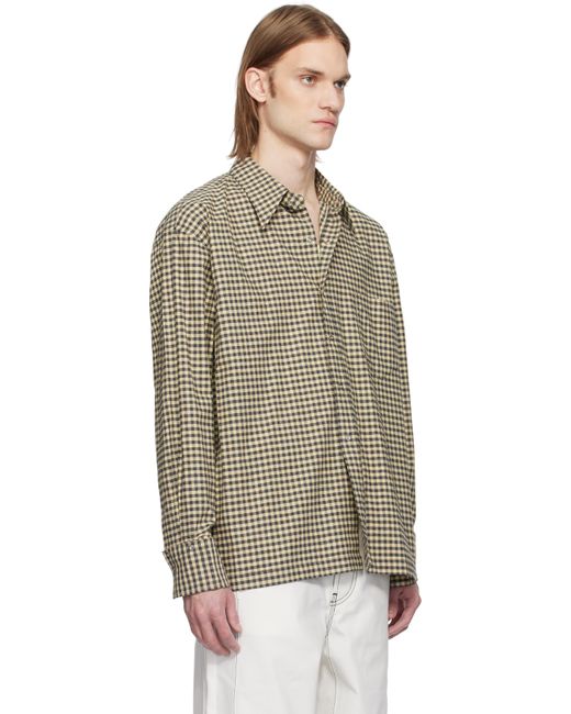 Karmuel Young Yellow Check Square Snap Off Shirt for men