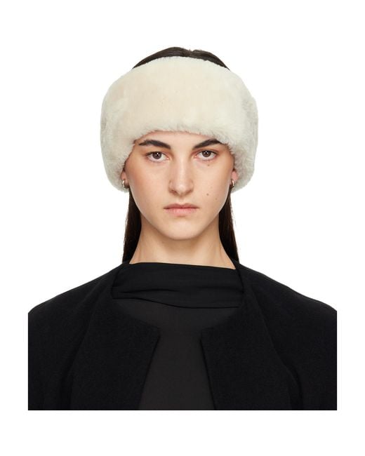 Totême Green Off- Double-Sided Shearling Headband