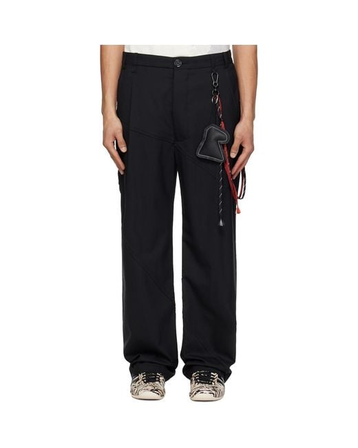 Song For The Mute Black Slash Loose Pleated Trousers for men