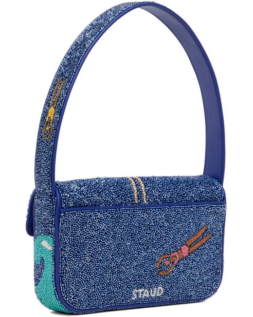 Staud Blue Tommy Beaded Bag