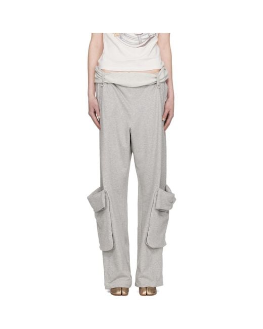 OPEN YY Gray Rolled Waist Sweat Cargo Pants