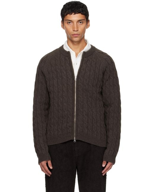 mfpen Black Editor Zip Sweater for men