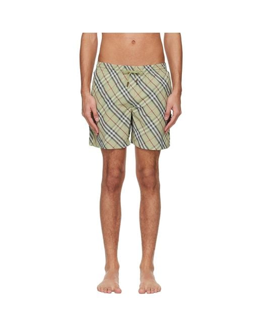 Burberry Green Check Swim Shorts for men