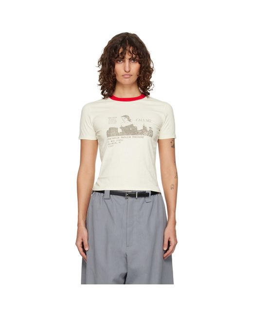 Willy Chavarria Black Off- 'Call Girl' Ringer T-Shirt