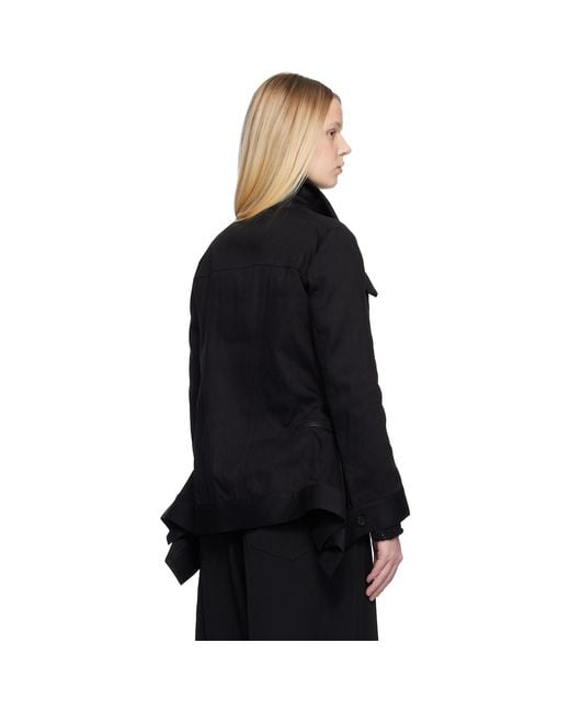 Yohji Yamamoto Black Side Zip Denim Jacket