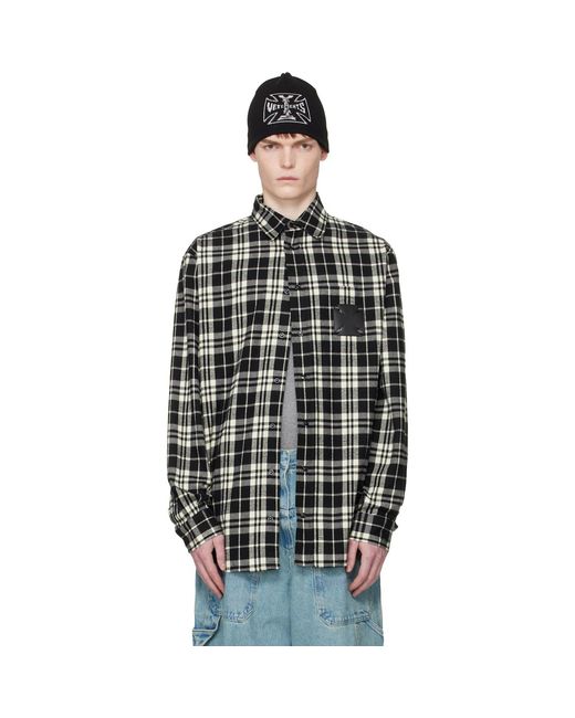 Vetements Black Leather Cross Flannel Shirt for men