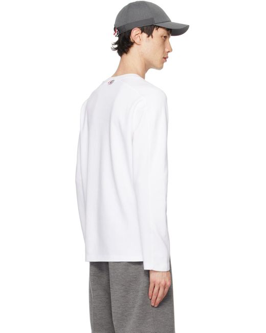 Thom Browne White 4-bar Stripe Long Sleeve T-shirt for men