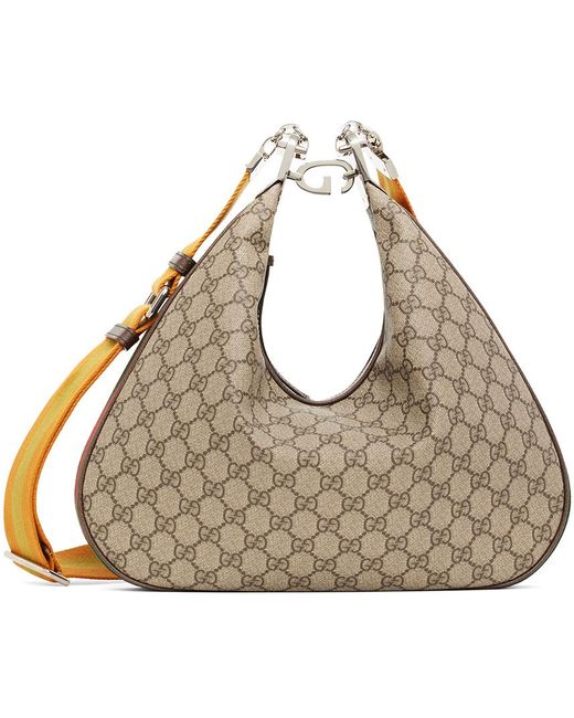 Gucci Gray Beige gg Gancio Attache Bag