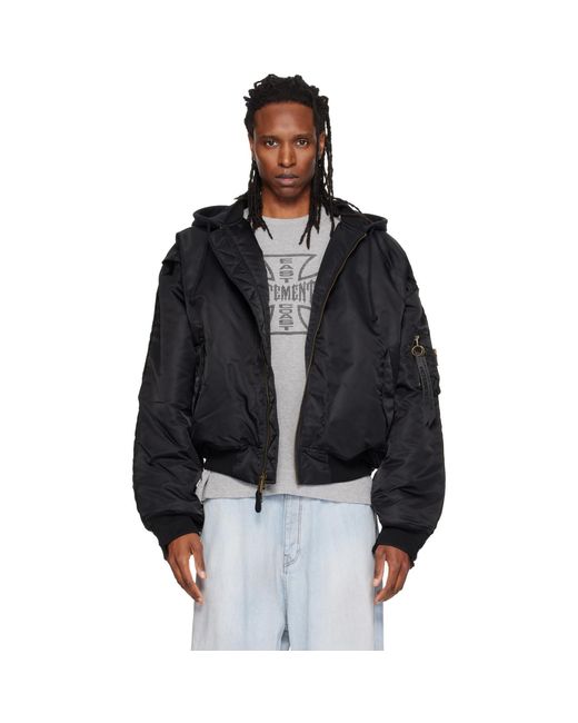 Vetements Black Reconstructed Bomber Jacket for men