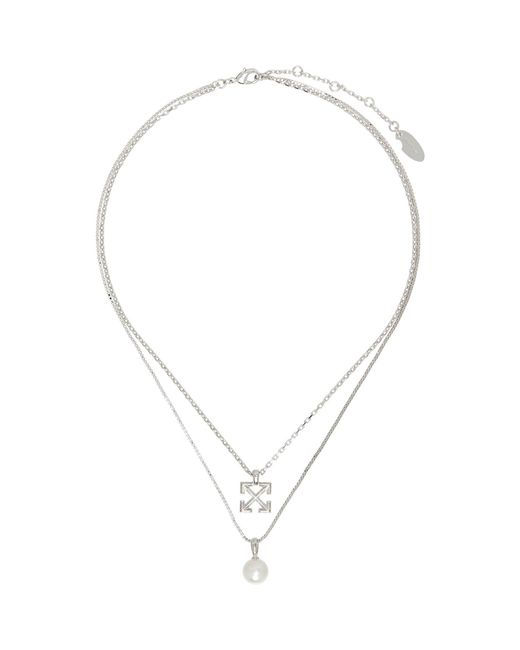 Off-White c/o Virgil Abloh Multicolor Arrow Faux-Pearl Double Necklace for men