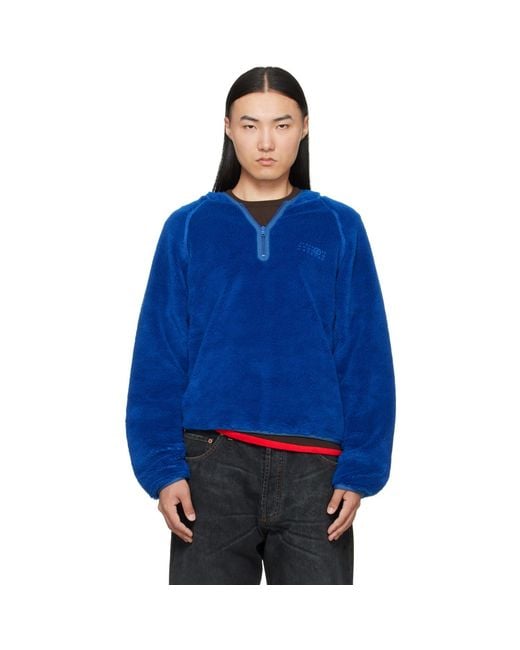 MM6 by Maison Margiela Blue Teddy Fleece Sweatshirt for men