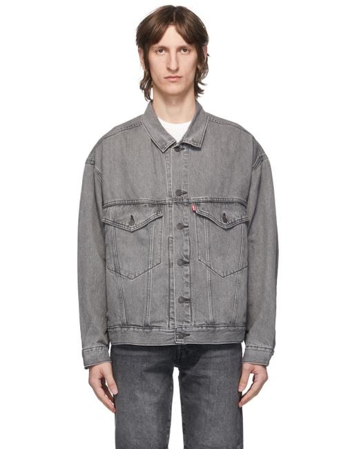 Levi's Grey Denim Stay Loose Trucker Jacket in Gray for Men | Lyst