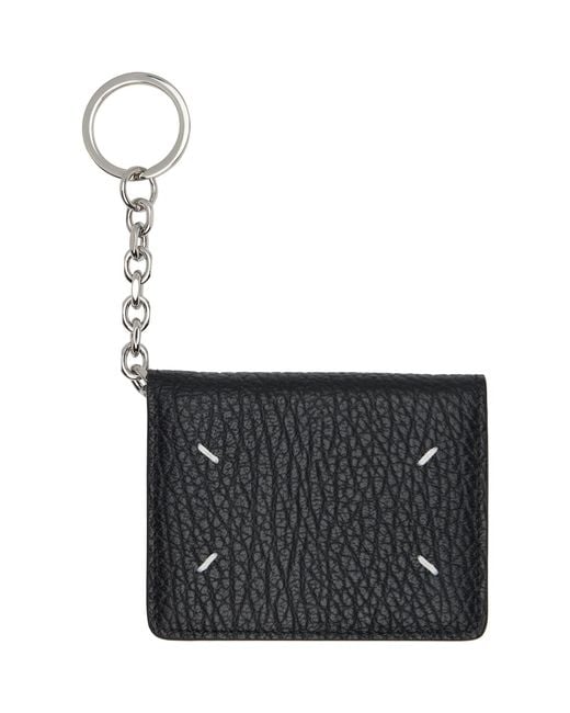Maison Margiela Black Four Stitches Keyring Card Holder for men