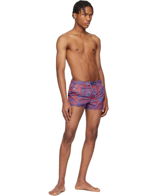 ERL Red Printed Nylon Swim Shorts for men