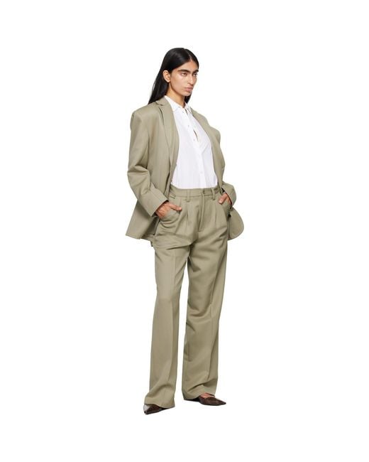 Anine Bing Natural Khaki Carrie Trousers