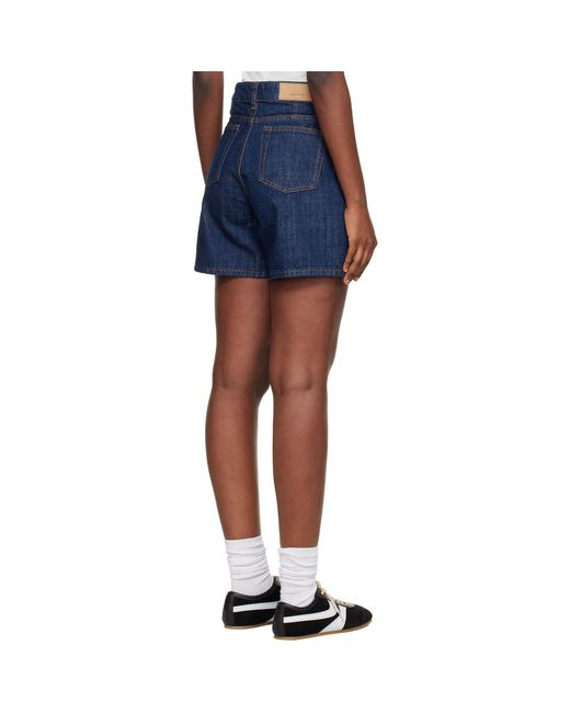 AMI Blue Heritage Cotton Denim Shorts