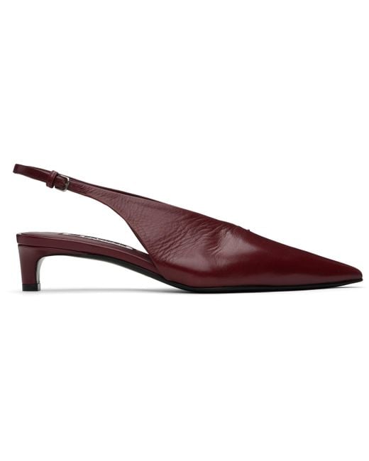 Jil Sander バーガンディ スリングバックヒール Black
