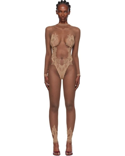 POSTER GIRL Black Leaves Fishnet Capri Jumpsuit
