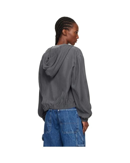 Alexander Wang Blue Cropped Silk Hoodie