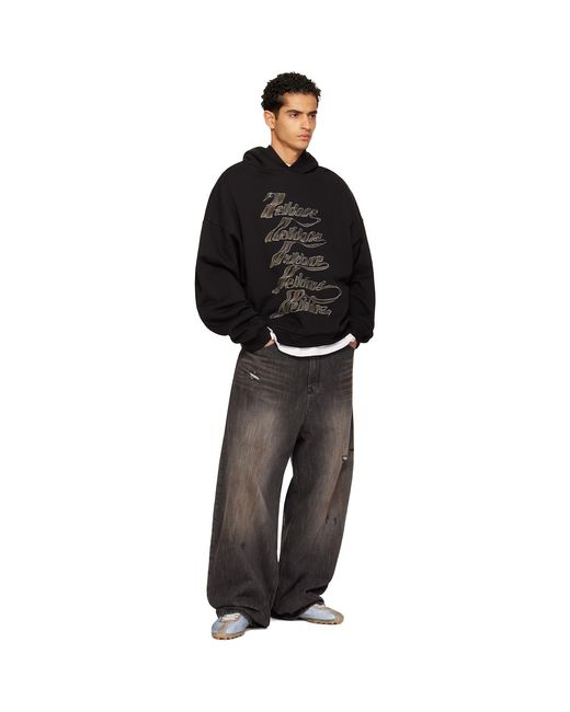 we11done Black Se11Done Multi-Logo Hoodie for men