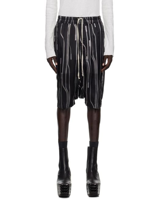 Rick Owens Black Off- Concordians Rick's Pods Shorts for men