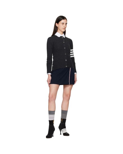 Thom Browne Black Thom E Classic Cashmere 4-bar V-neck Cardigan