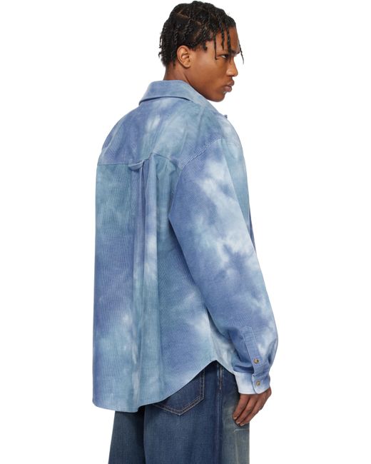 ERL Blue Tie-Dye Corduroy Overshirt for men