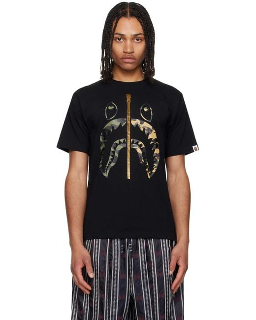 A Bathing Ape Black 1St Camo Separate Shark T-Shirt for men