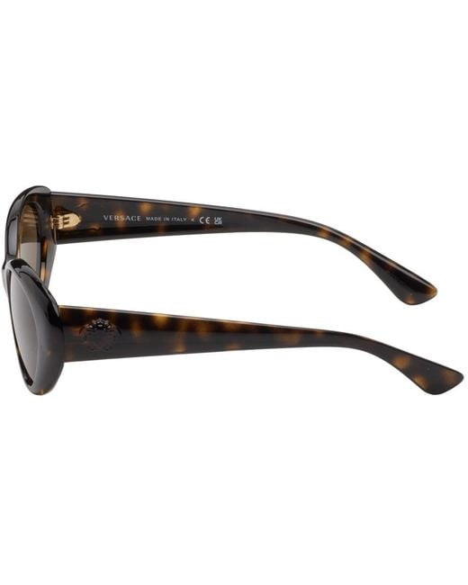 Versace Black Brown 'la Medusa' Oval Sunglasses