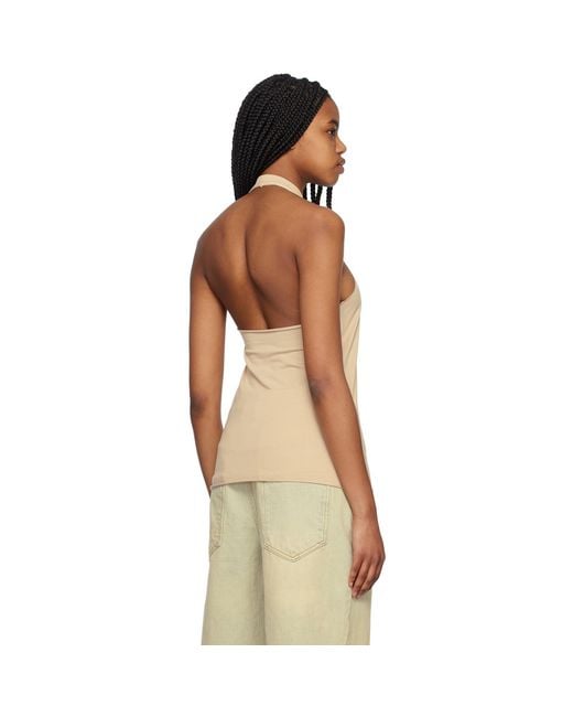 we11done Natural Halter Tank Top