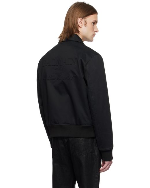 メンズ Balmain ブラック Vintage ロゴ コットン ボンバージャケット Black