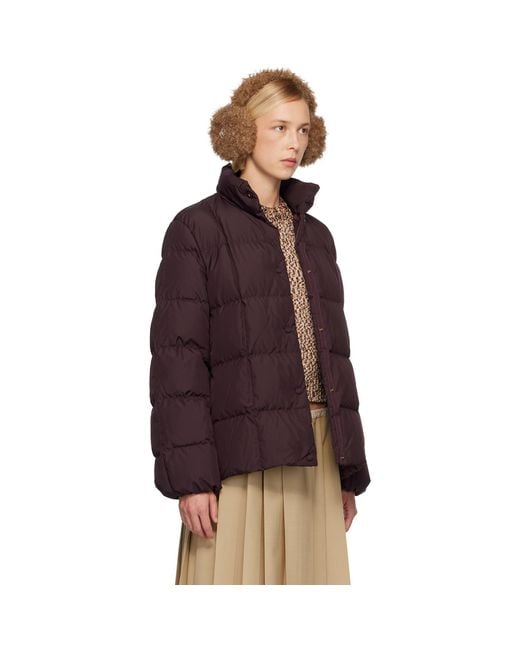 Moncler Purple Burgundy Cochevinne Square-Quilted Short Down Jacket