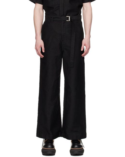 Sacai Black Belted Trousers for men