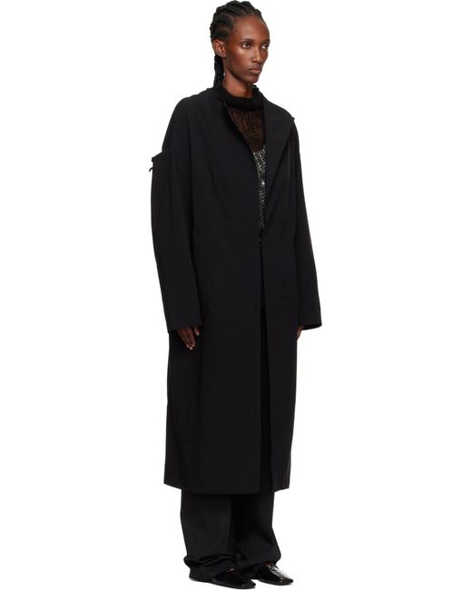 Y's Yohji Yamamoto Black U-Drop Sleeve Coat