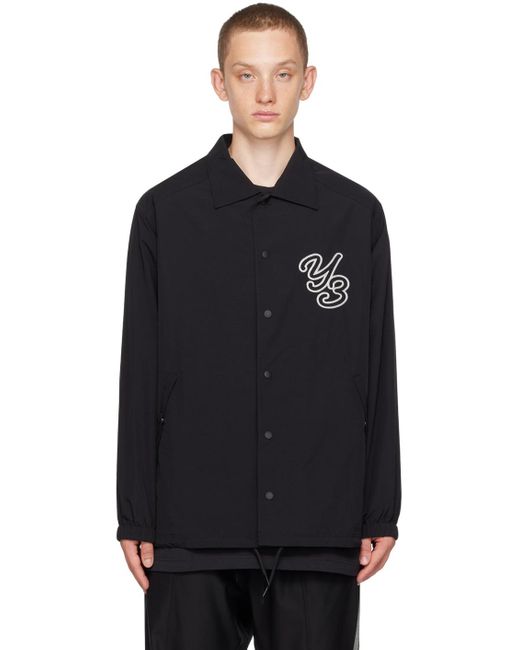 Y-3 Black Embroidered Coach Jacket for men
