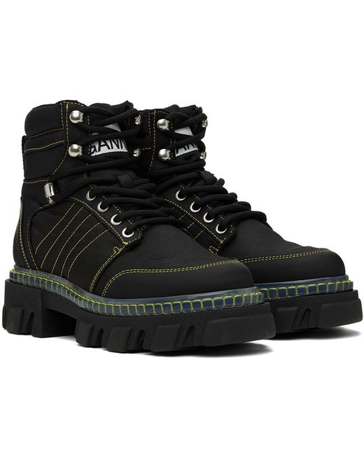 Ganni Black Cleated Hiking Boots