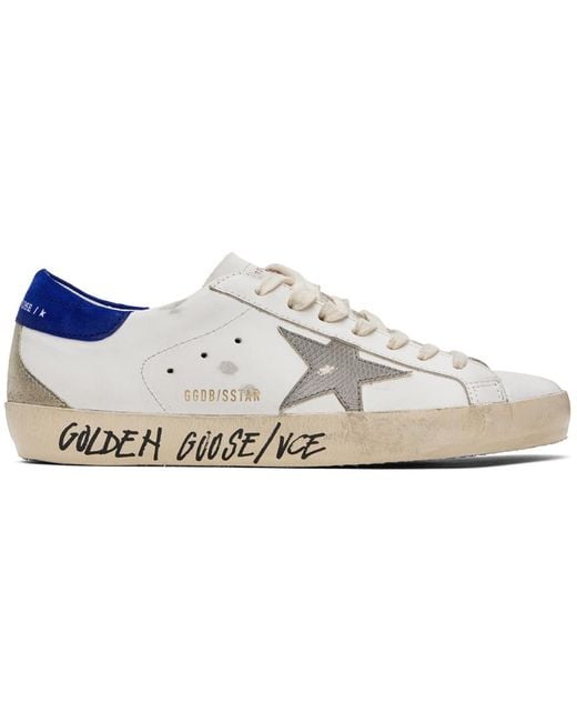 Golden Goose Deluxe Brand Black White & Blue Super-star Sneakers for men