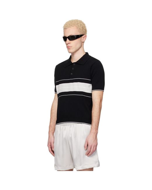 Ernest W. Baker Black Striped Polo for men