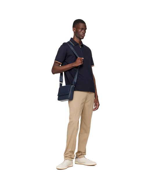 Lacoste Blue Chantaco Leather Messenger Bag for men