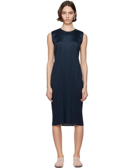 Pleats Please Issey Miyake Black Monthly Colors April Midi Dress