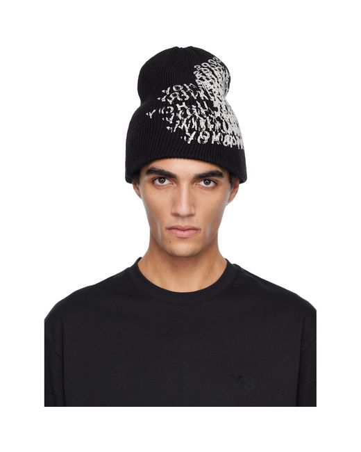 Y-3 Black Merch Beanie for men