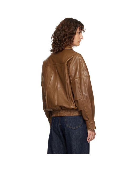 Nour Hammour Blue Runa Soft Leather Bomber Jacket