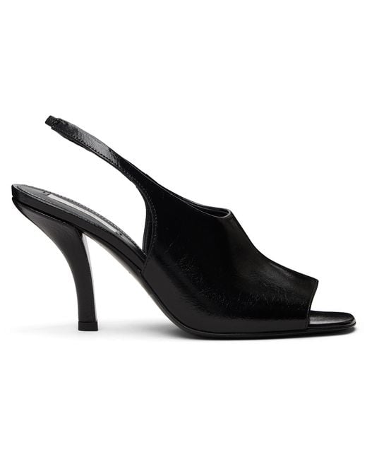Totême Black Contour Naplack Slingback Heeled Sandals