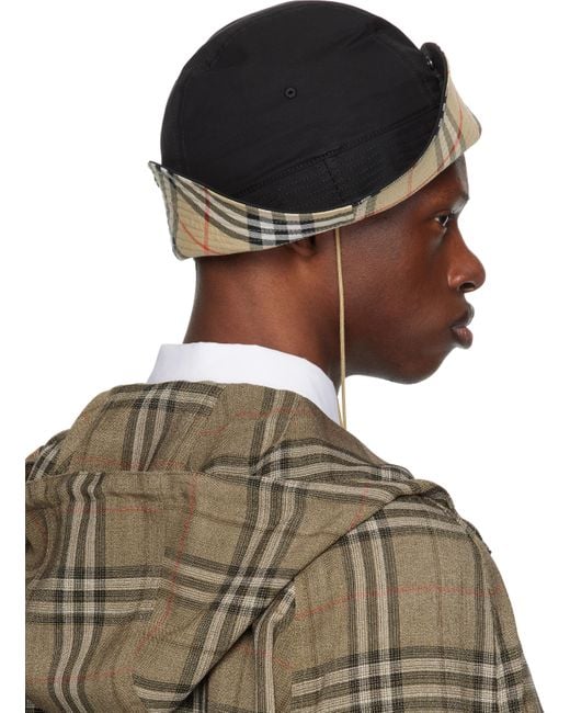 メンズ Burberry ブラック チェックブリム ギャバジン バケット